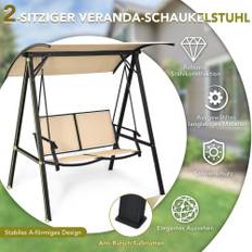 Hollywood gunga med justerbart tak 2-sits trädgårdsgunga 152 x 112 x 165 cm beige