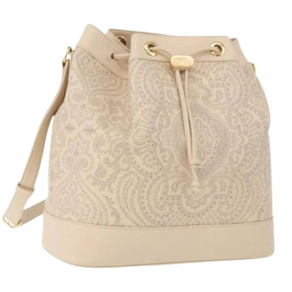 Valentino Vintage Pre-owned Laeder skuldertasker - Vintage - Dame - Beige - ONE SIZE - Uld