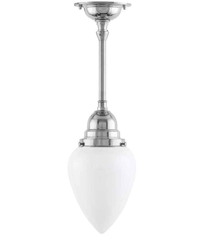 Badeværelseslampe - Byströmpendel 80 nikkel, hvid dråbe - 50 cm