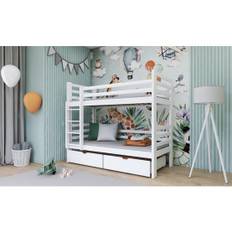 Lano Meble PATRYK - Våningssäng Med Lådor - 80x180 Cm - Vit