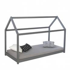 Lit cabane enfant en bois gris 90 x 200cm