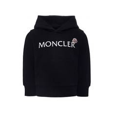 MONCLER ENFANT KIDS DOUBLE LOGO HOODED TOP Size: 10Y, colour: BLACK