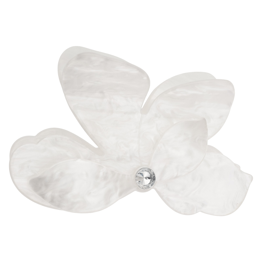 DARK Orchid Flower Hair Claw Bright White