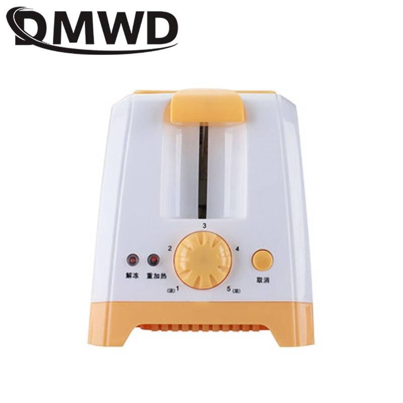 Dmwd bröd brödrost 800w toast maskin brödrostar ugn bakning köksmaskiner frukost smörgås snabb maker 2 skivor - Gul inget lock