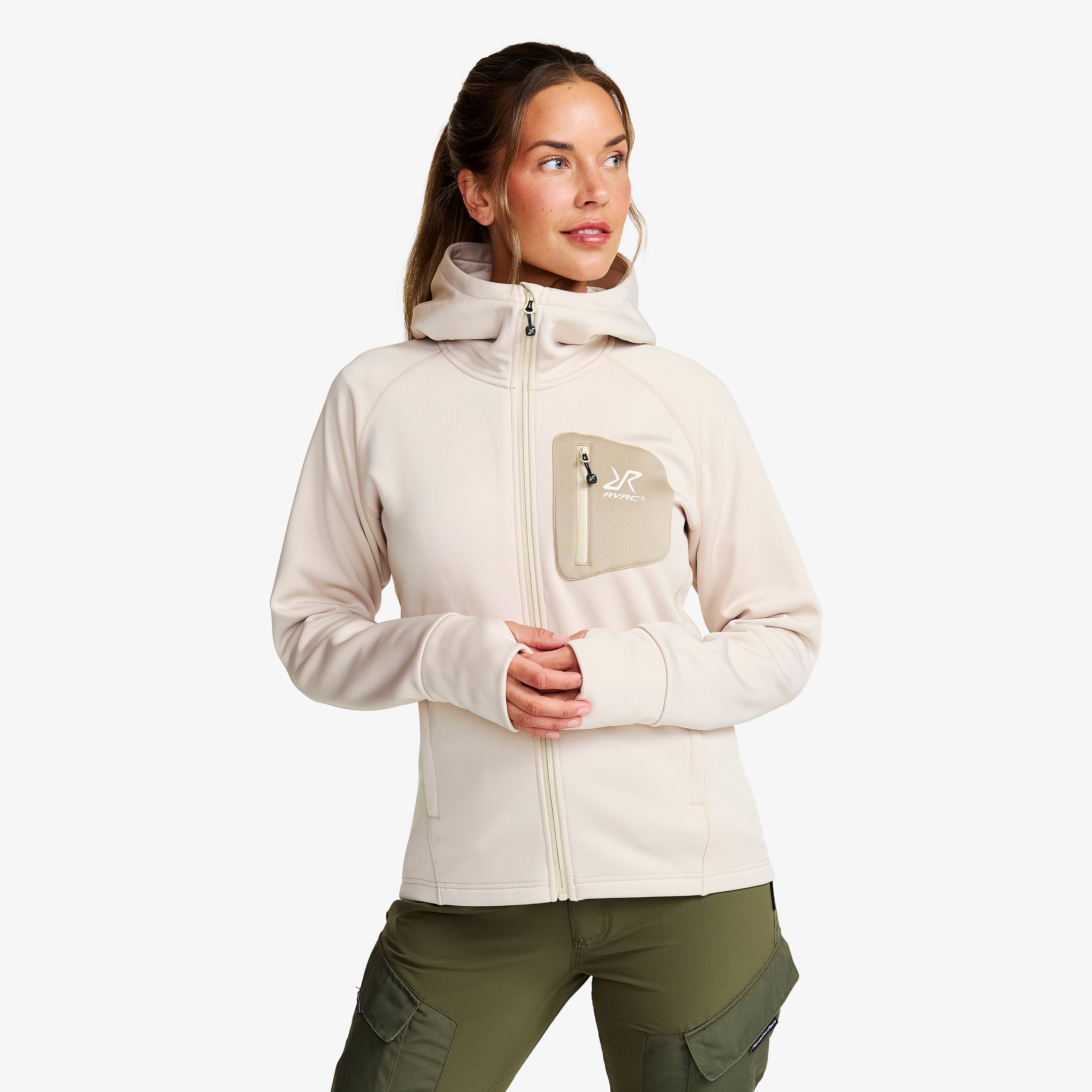 Evolution Stretch Fleece Hoodie Dame Oatmeal, Størrelse:XL - Dame > Overdele > Fleece & Midlayers