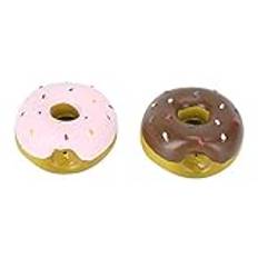 Latex Pet Donut Form Sounding Tand Cleaning Toy 2ST Interaktiva Hundar Brun Rosa