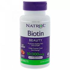 Natrol- Biotin, Strawberry Flavor, 10,000 mcg, 60 Tablets