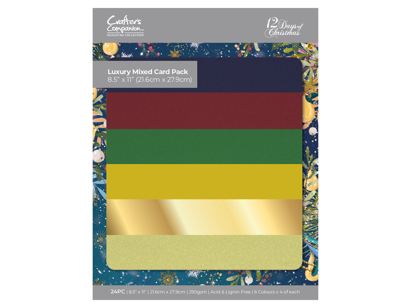 Twelve Days of Christmas Luxury Mixed Card Pack - 8.5" x 11"