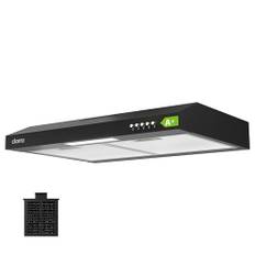 Ciarra Hood Aspirante 60 cm klass A+ - 220 m³/h - Hood Engastrable Cap - evakuering eller återvinning - kolfilter ingår - LED-belysning - Svart - CBCB6903D