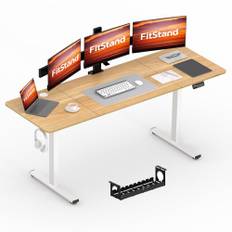 FitStand FQ1 200x80cm höhenverstellbarer Schreibtisch Electric Lift Desk mit Tischplatte, Stehpult, Lift Computertisch mit Haken, Kindersicherung, Memory-Funktion für Büro und Zuhause - Ahorn