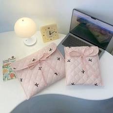 1 st Söt rosettbroderi Snörning Flip Student Laptopväska 11 tum/14 tum Datorväska skyddsväska Filväska Laptopfodral Datorväska väska 11 14 tums bärbar - Rosa (11 tum,14 tum)