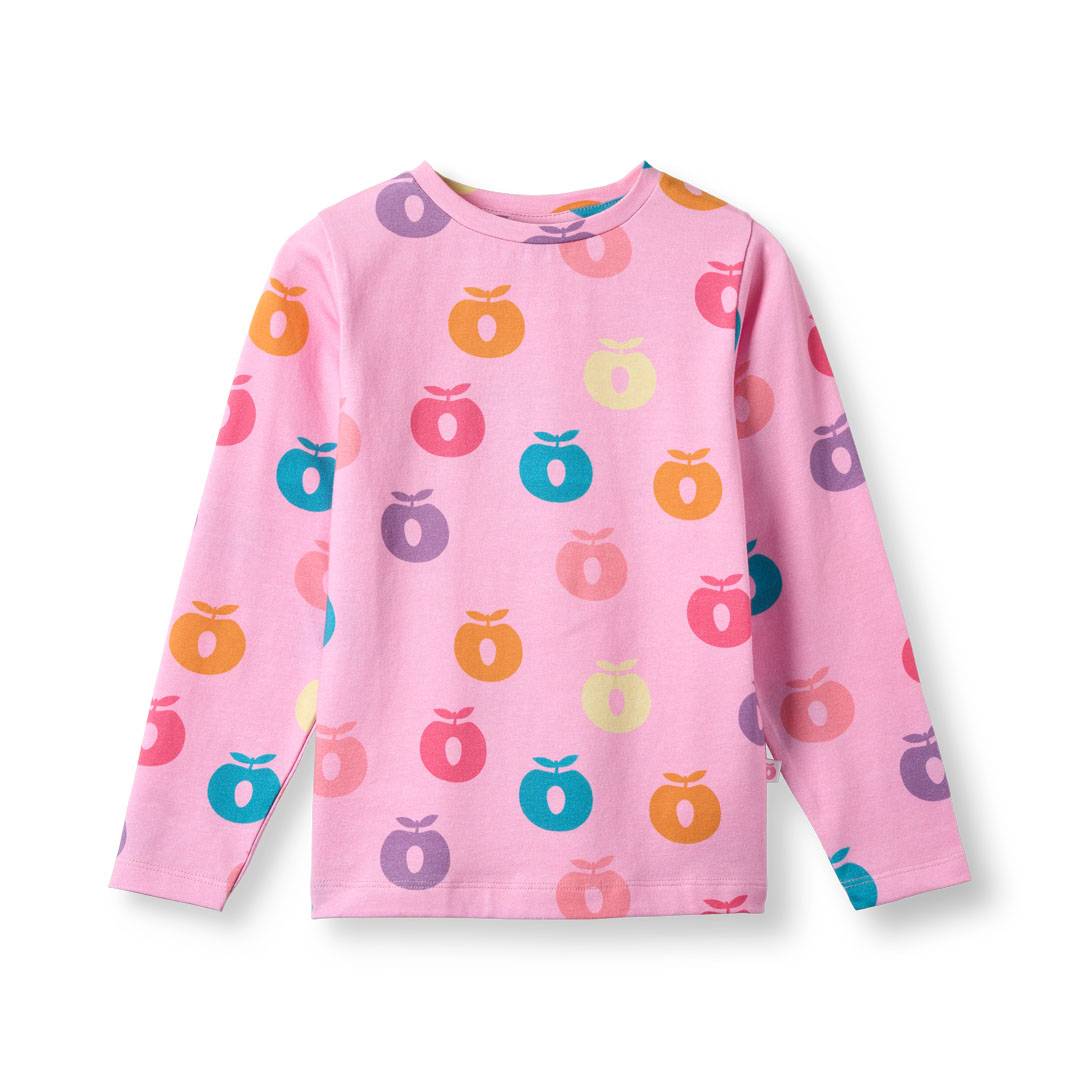 Gala langærmet bluse med æbler - Pink lilac / 5-6