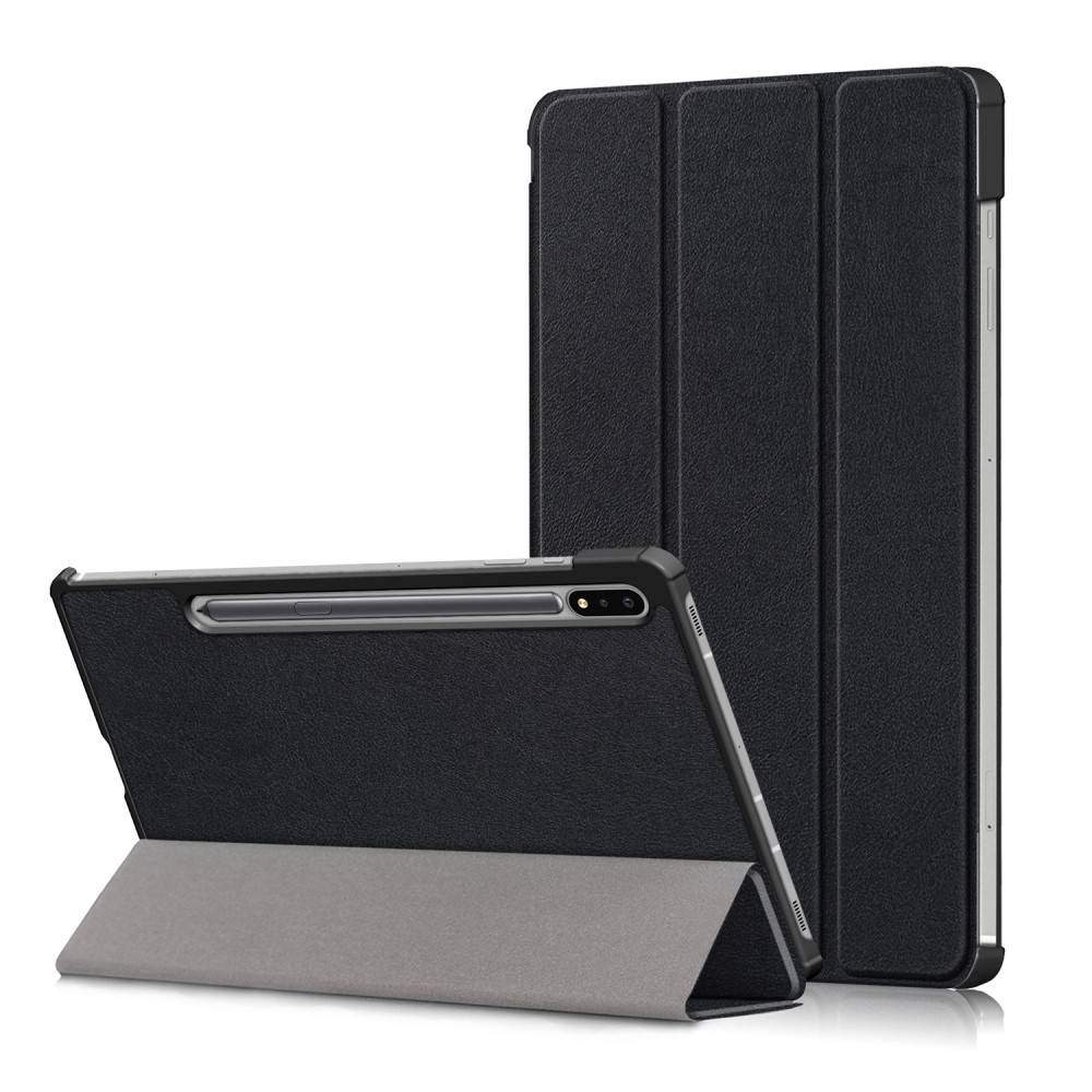 Samsung Galaxy Tab S8 Plus 5G / Tab S7 Plus / Tab S7 FE - Tri-Fold läderfodral - Svart