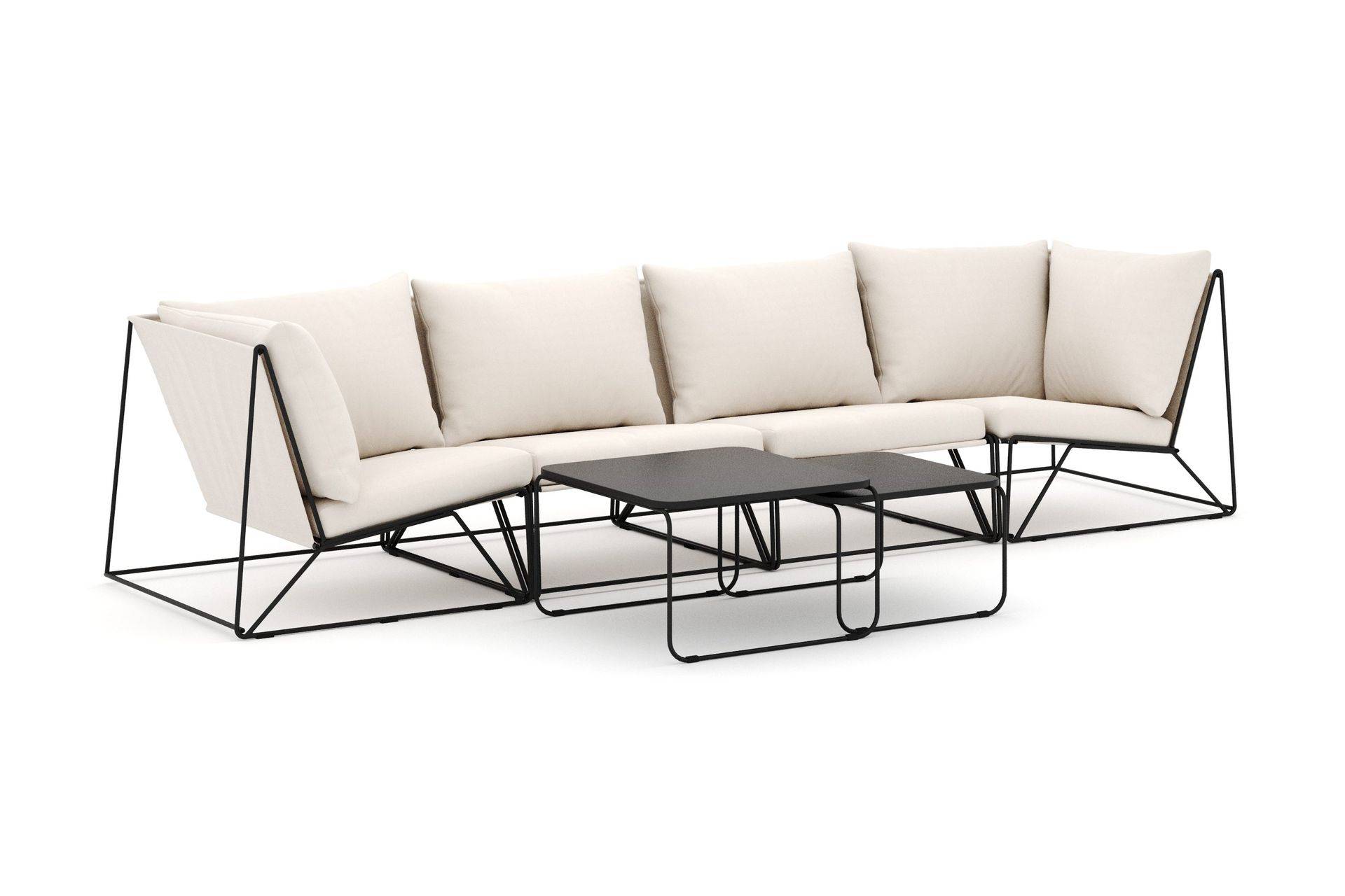 Comfort Garden Usteryd utomhus rak 4-sits soffa - Svart/Beige Loungesoffa