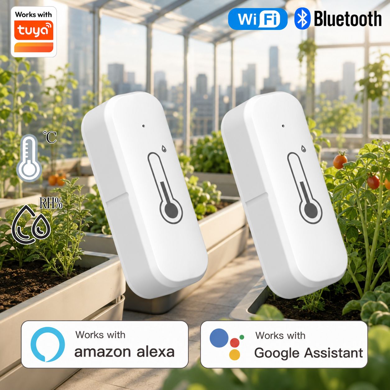 Tuya WiFi Temperature Humidity Sensor App Remote Monitor Smart Life Hygrometer Compatible With Alexa Google Home