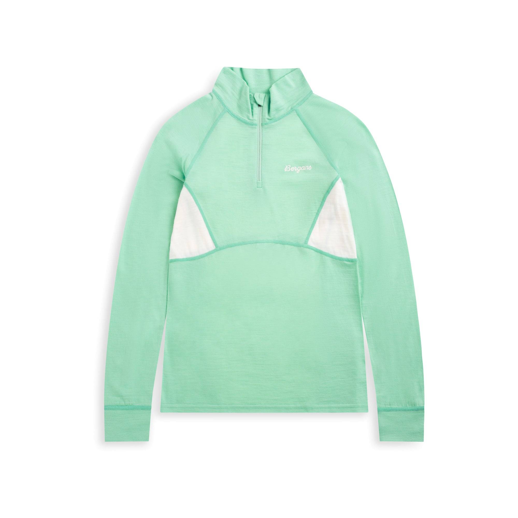 Bergans Inner:Pure Merino Youth Half Zip Mint Crush/Vanilla White - 128