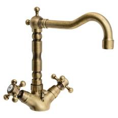 Tvättställsblandare Lancaster Brons Matt med Retro Pip & Bottenventil