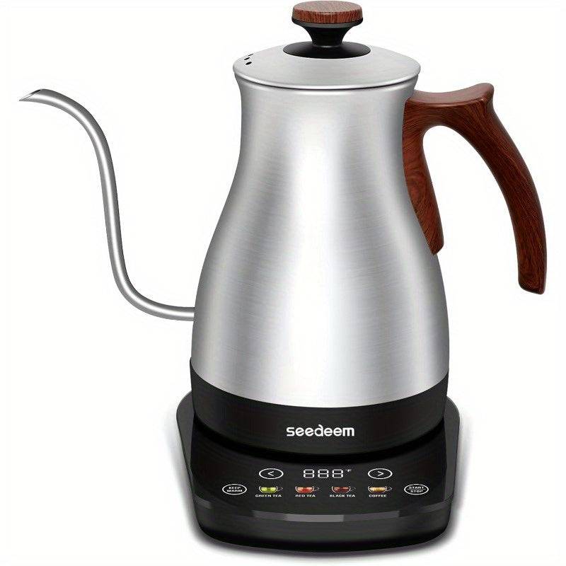 Electric Kettle Is a 1200W Appliance Designed for Brewing Tea And Coffee, Featuring Four Heating Settings, - Silvery