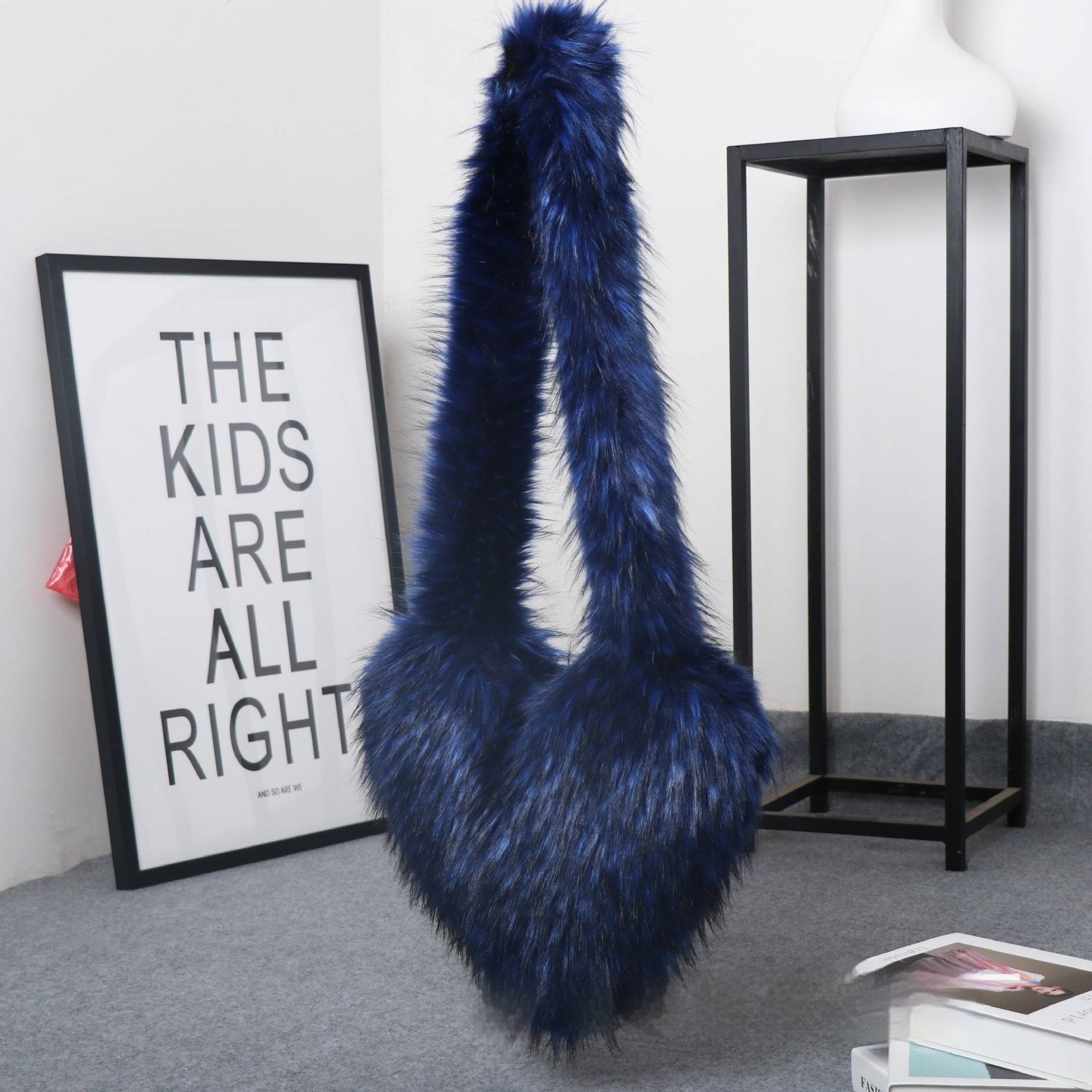 Women's Fur Crossbody Bag - Plush Love Big Bag Personality Purse - Purplish Blue