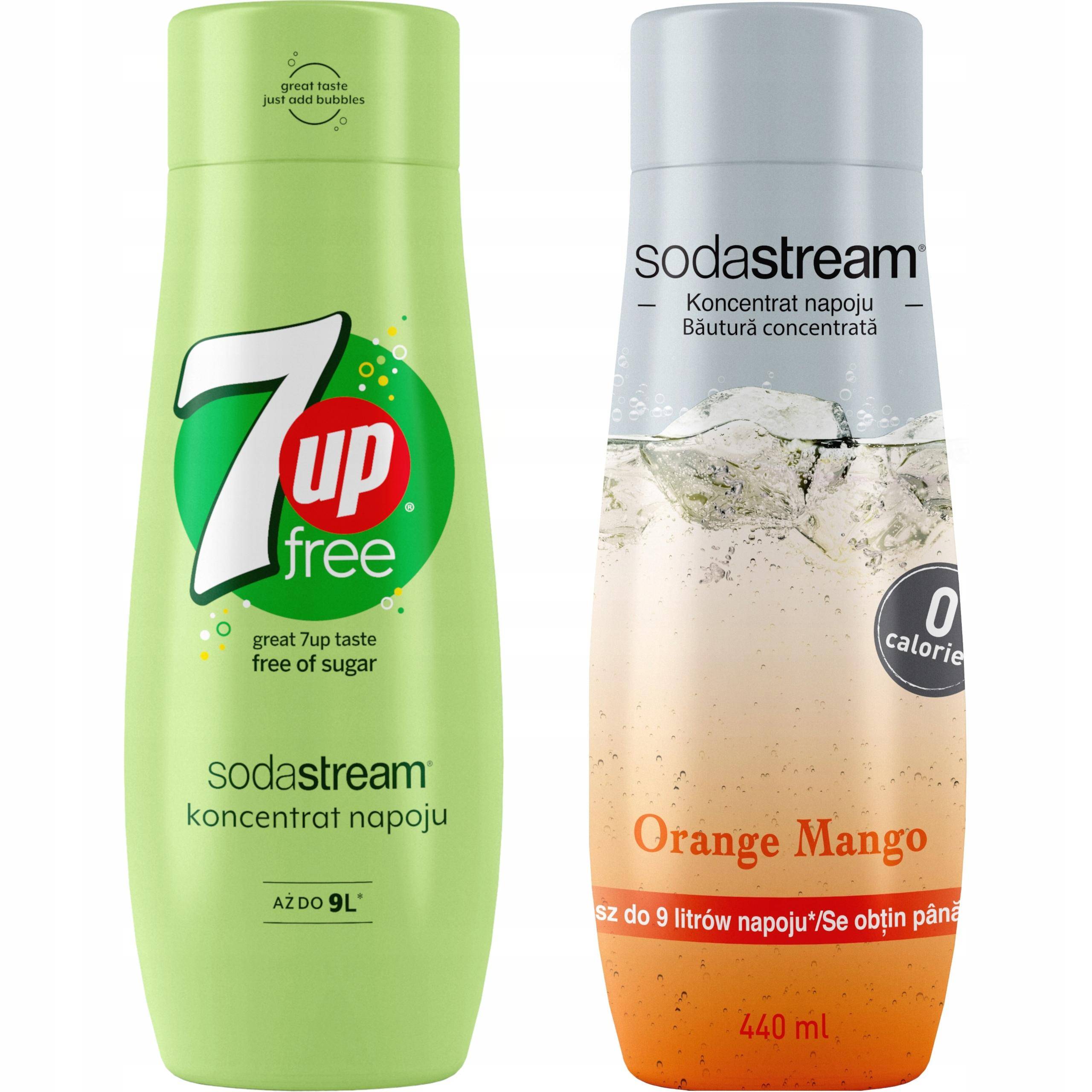 Set of 2 SodaStream 7UpFREE+OrangeMango concentrates