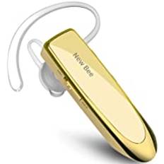 New bee Bluetooth headset V5.0 trådlöst headset bluetooth handsfree-samtal i örat med klar röst inspelningsteknik Bluetooth in-ear headset för iPhone Samsung Huawei HTC, Sony, etc (guld)