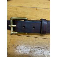KENJAN - Læder Bælte - 30 mm - messing - rustfri - spænde - sort/brun - Sort , Rustfri , 130 cm