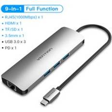 Vention thunderbolt 3 docka usb hub typ c till hdmi usb 3.0 rj45 adapter för macbook samsung dex s10/s9/s8 huawei usb-c omvandlare