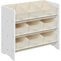 SONGMICS Toy Organiser, Kid Toy Shelf with 9 Non-Woven Fabric Boxes, for Children's Room and Playroom, Spacious, 29.5 x 62.5 x 60 cm, Cloud White GKR0