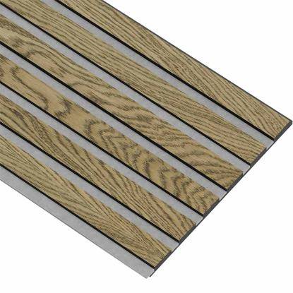 I-Wood Medio+ Original akustikpanel, mørkebrun olieret, grå filt og sort kerne, egefiner, 17 x 300 x 2400 mm