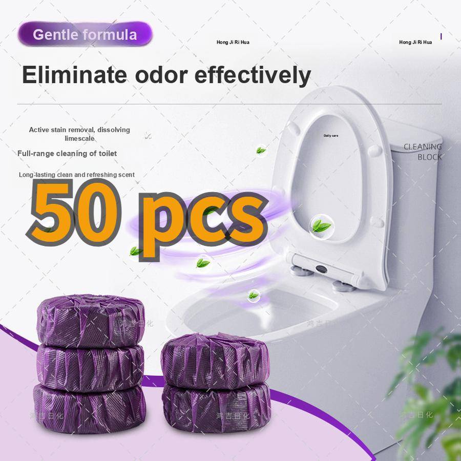 50 st Toalettrengöring Fast Deodorant Bubbelrengöringsblock med Dubbel Antibakteriell Effekt violett