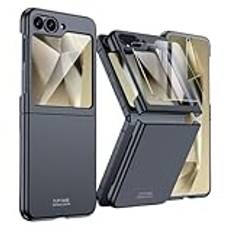 Vizvera Mobiltelefonfodral för Samsung Galaxy Z Flip 6, med skärmskydd [bekvämt grepp] ultratunt PC-fodral smartphone stötsäkert skydd för Galaxy Z Flip 6 (svart)