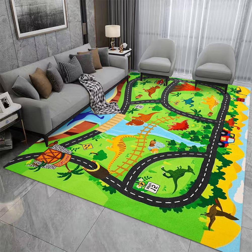 Kryplekmatta för bebisar Billekmatta för pojkar och flickor Motorväg Stad Temapark Mattor för Barn Leksaksbilar Barn Lekrumsmattor 40x60cm