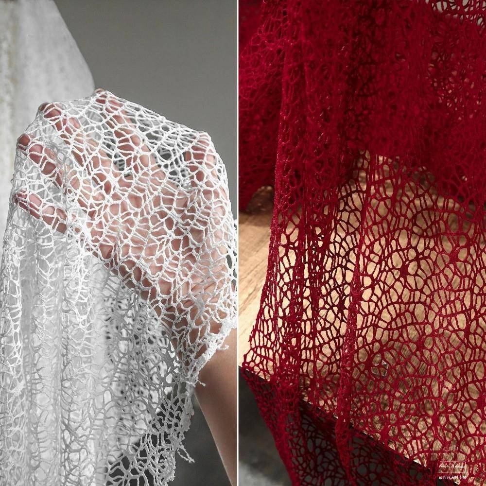 Ny Oregelbunden Hålstickad Gasväv DIY Vriden Textur Sömnadstyg Mjukt Enfärgat Designertyg Kläder Dekorativt Sömnadstyg khaki