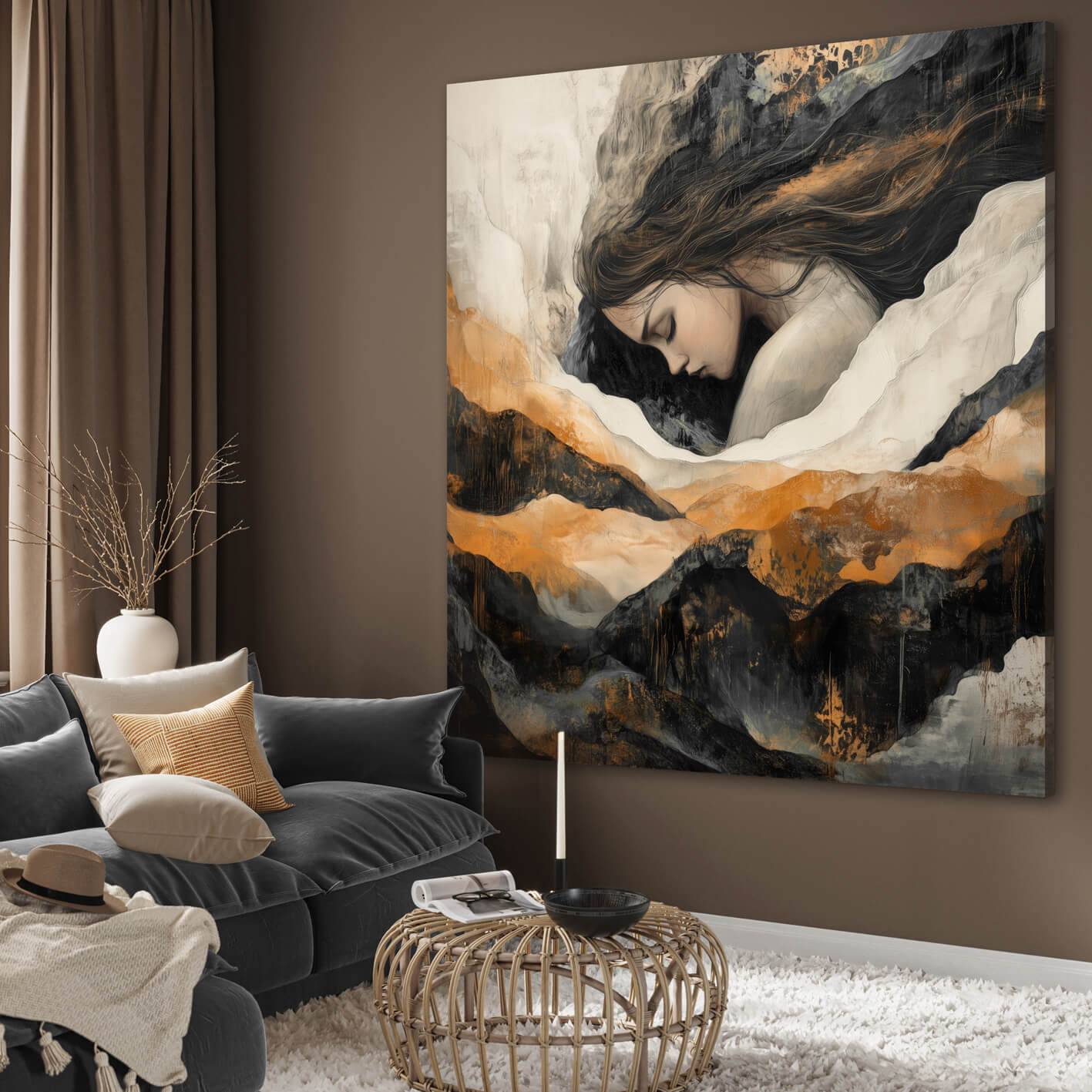 Canvastavla - Echo of Dreams (80x80) - Svart, Koppar