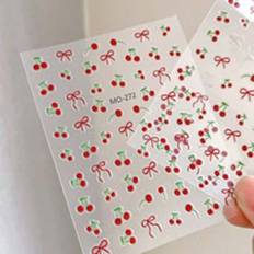 1st sommar/vår Nail Art Sticker Nail Charm Cherry Nail Stickers Sliders för nagel sommar Självhäftande dekaldekoration DIY Press On Nails Nageltillbeh - Vitt