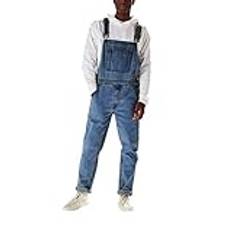 Generiska herrhängselbyxor jeans 90-tals jeans långa stora storlekar jeans retro denim overall cargo denim jumpsuit långa jeans byxhängslen jeans overall arbetsbyxor ficka jeans, blå, M