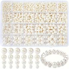 TEMU About 1900pcs 24 Grid White Plastic Acrylic Pearl Set, Various Sizes 4-10mm, No Gem, Used For , Mobile Phone Charm And Craft Decoration