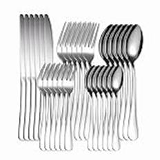 Silverware Set, 30 Piece Dinnerware Set Stainless Steel Tableware Knives Kitchen Knive Fork Spoon Set Western Cutlery Set Serves for 6