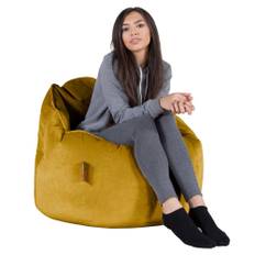 Sittsäck Fåtölj 'Kram' - Sammet Guld - Guld / Med fotpall + 549 Kr