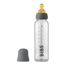 Bibs Sutteflaske 220 ml i glas & Iron, rund latex flaskesut (slow flow)