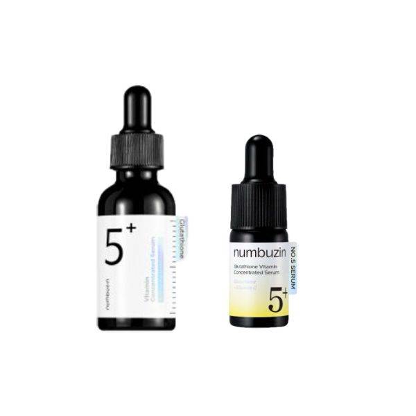 numbuzin - No.5+ Glutathione Vitamin Concentrated Serum - 30ml (1ea) & 10ml (1ea) Set - black