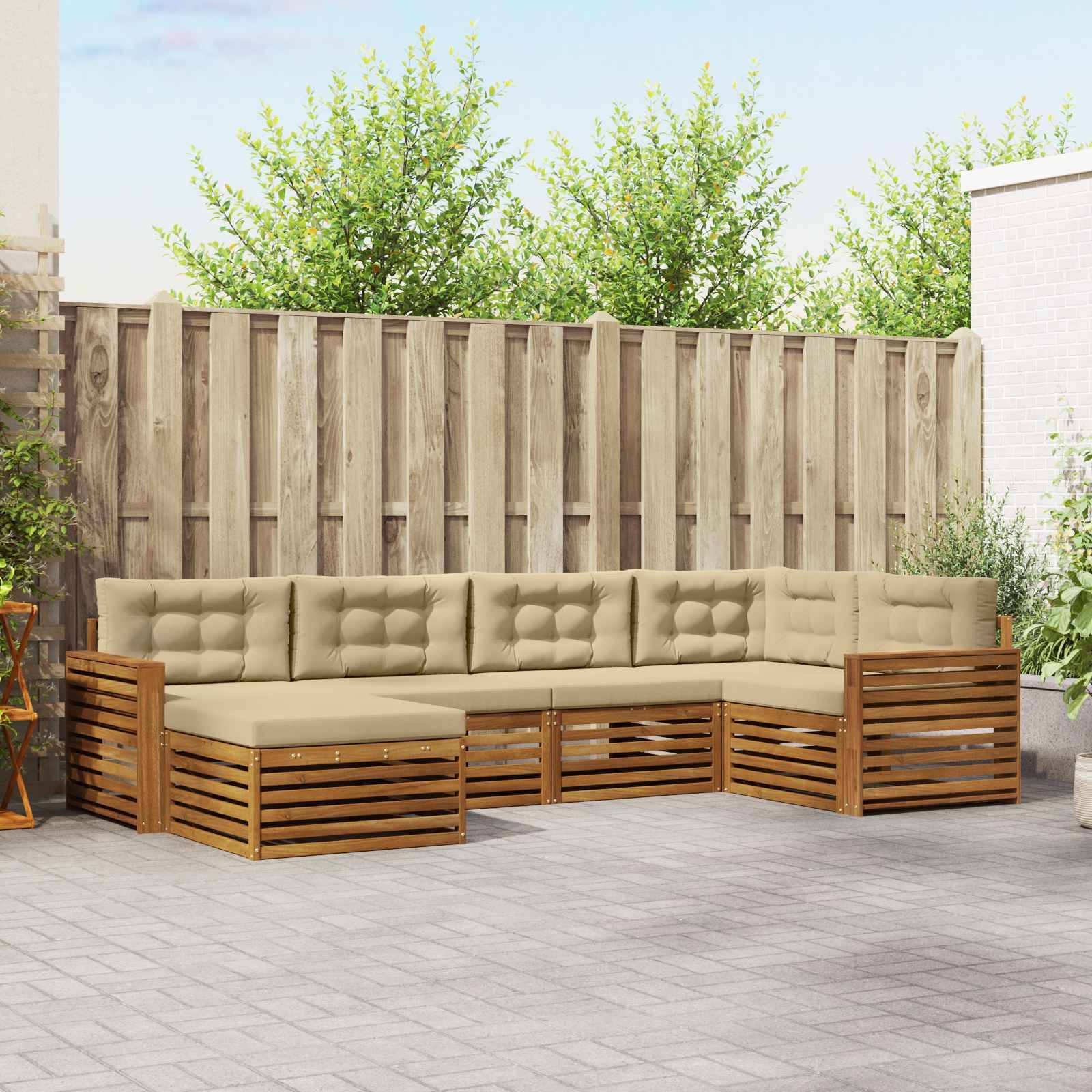 vidaXL Udendørs sofagruppe 6 stk. Naturlig og Beige