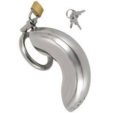 Cock Cage I - Open Chastity Device - gebogener Metall-Peniskäfig mit Hodenring - silver