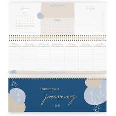 KIND OF HAZEL® Tischkalender 2025 Blau I Tischkalender 2025 Quer mit To Do Listen & Notizen I Hochwertiger Stehkalender Wochenplaner mit Goldfolienprägung | Schreibtisch Kalender 2024 Drehkalender