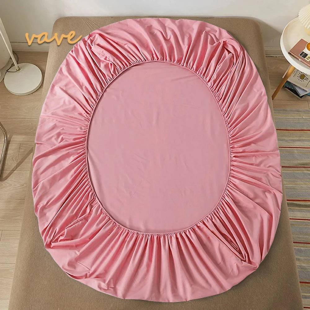 100% Cotton Fitted Sheet with Elastic Bands Non Slip Adjustable Mattress Covers - Pink / 180x220cmx30cm