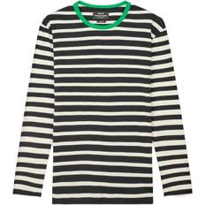 Mads Nørgaard - Copenhagen Trio Rib Tobias Tee LS Mand Sort Med Hvide Striber Kortærmede T-shirts Str XXL - hos Magasin