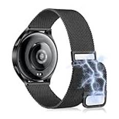 KoGiio 22 mm armband för Xiaomi Watch 2/Watch S3/Watch 2 pro/Oneplus Watch 2, dubbelt magnetiskt spänne, andningsbart, svart vävt ersättningsband i rostfritt stål, Svart noir noir