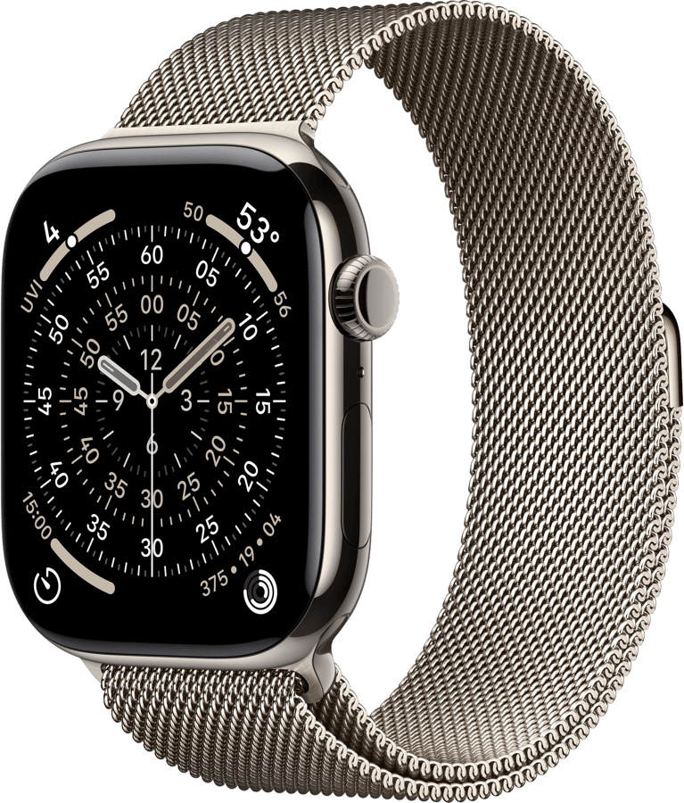 Apple Watch Series 11 (46mm) M/L Titan Milanesisk loop eSIM Naturlig
