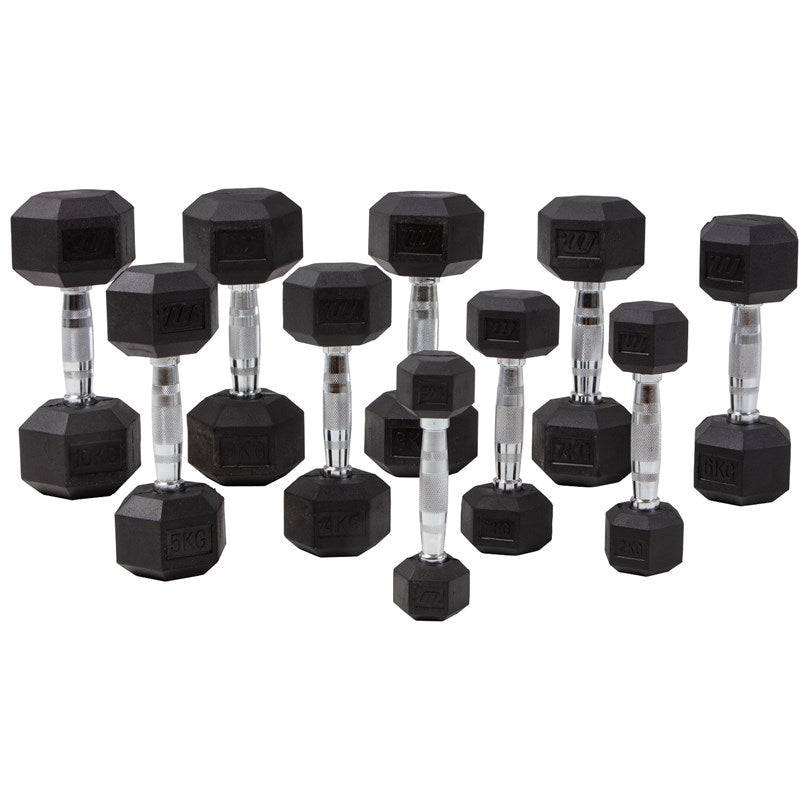 Master Fitness Gummi Krom hex hantel 1-35 KG - 15 KG