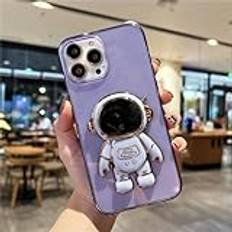 Fodral för iphone XR Transparent plätering Astronaut Hållare Stativ Cover, Lila, för iphone XR